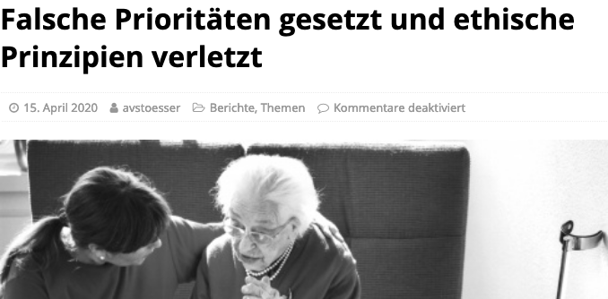 Screenshot der Webseite pflegeethik-initiative.de