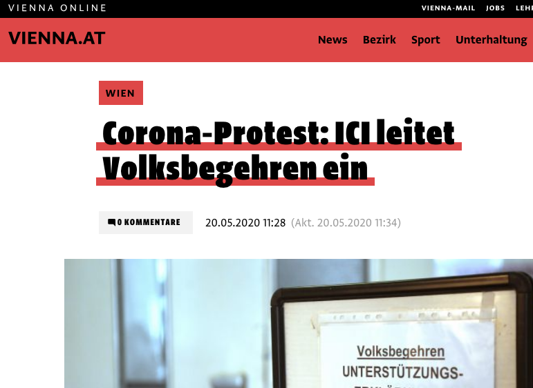Screenshot der Webseite vienna.at