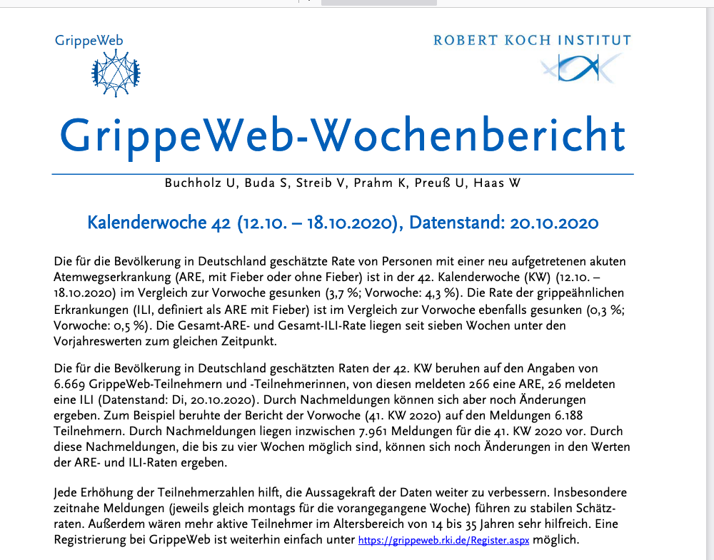 screenshot der websiete grippeweb.rki.de