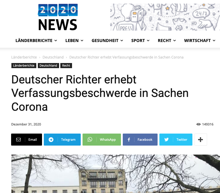 Screenshot der webseite 2020news.de