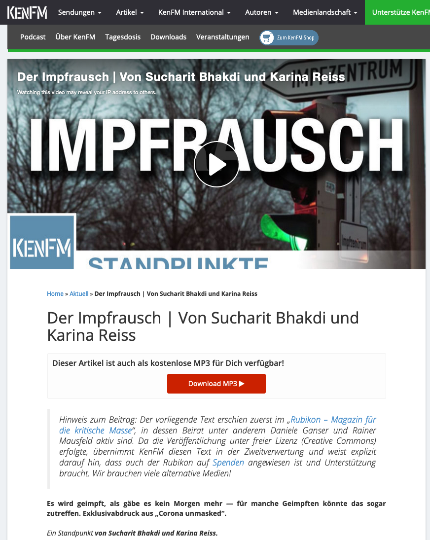 Screenshot der Seite kenfm.de