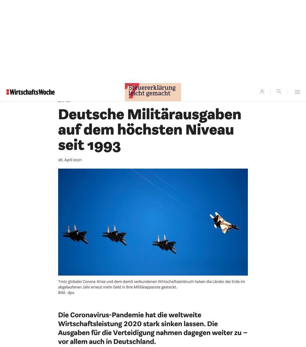 Screenshot der Seite wiwo.de