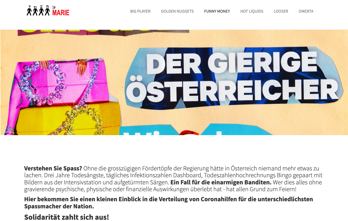 Screenshot der Webseite https://www.her-mit-der-marie.at/